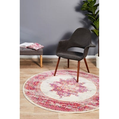 Babylon Zenovia Bohemian Round Rug, 240cm, Pink