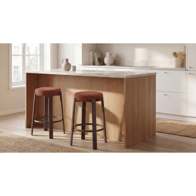 Boden Chenille Fabric & Metal Counter Stool, Rust / Walnut