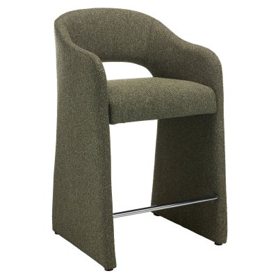 Valtreo Fabric Counter Stool, Set of 2, Twill Green