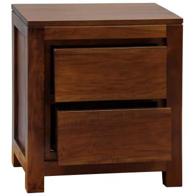 Amsterdam Mahogany Timber Bedside Table, 2 Drawer, Mahogany
