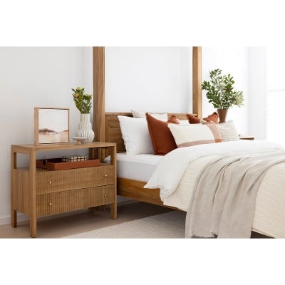 Claudia Teak Timber  Nightstand, Natural