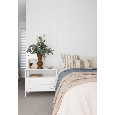 Claudia Mahogany Timber Nightstand, White