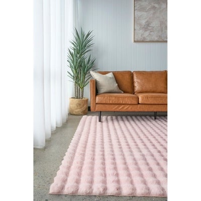 Bubble Modern Machine Washable Rug, 220x150cm, Blush