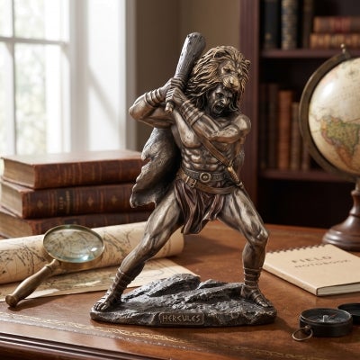 Veronese Cold Cast Bronze Coated Greek Mythology Figurine, Hercules with Big Stick