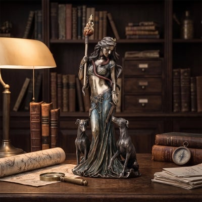 Veronese Cold Cast Bronze Coated Greek Mythology Figurine, Hecate