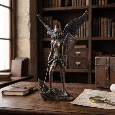 Veronese Cold Cast Bronze Coated Angel Figurine, Raguel