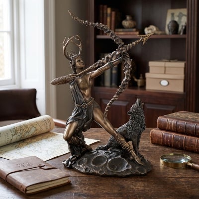 Veronese Cold Cast Bronze Coated Greek Mythology Figurine, Artemis