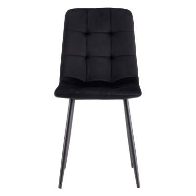 Erielle Velvet Fabric Dining Chair, Black / Black