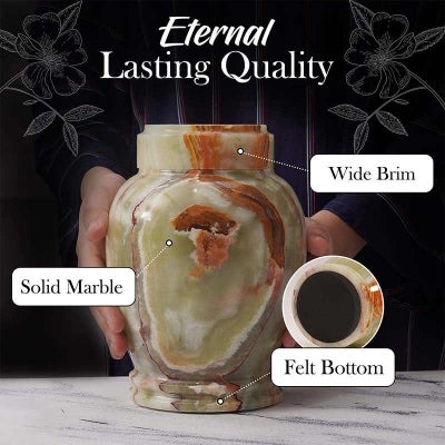 Elysian Marble Cremation Urn, Type C, Medium, Green
