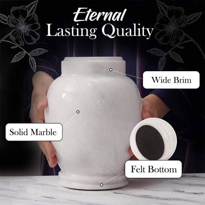Elysian Marble Cremation Urn, Type C, Medium, White