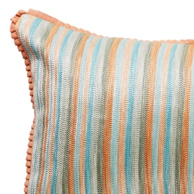 Basque Sunset Embroidered Cotton Lumbar Cushion Cover