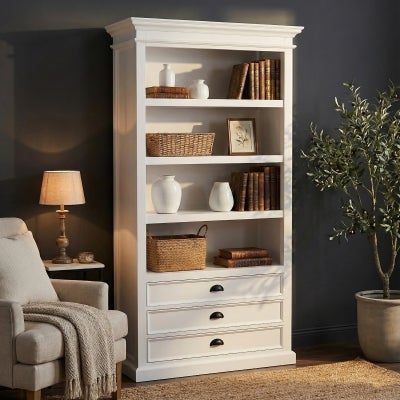Halifax Solid Mahogany Timber 3 Drawer Book Shelf