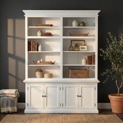 Halifax Solid Mahogany Timber Double Hutch Bookcase