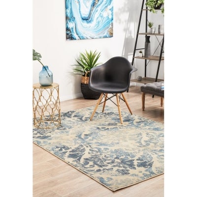 Calypso Gloria Stunning Egyptian Made Modern Rug, 290x200cm, Blue / Ivory