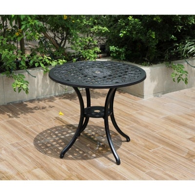Remy Cast Aluminium Outdoor Round Dining Table, 80cm, Black