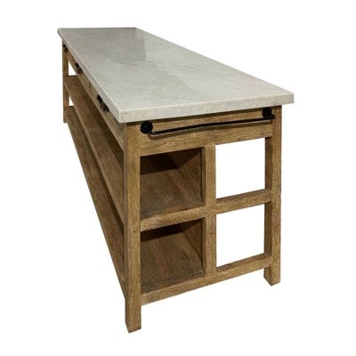 Lars Marble Topped Mango Wood Kitchen Island, Extra Large