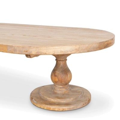 Sarion Elm Timber Oval Pedestal Coffee Table, 130cm