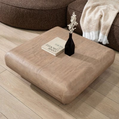 Tesora Mango Wood Square Coffee Table, 80cm, Sandrift Natural