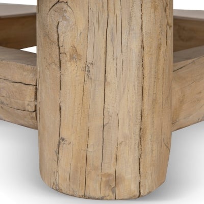 Freamon Elm Timber Round Coffee Table, 100cm