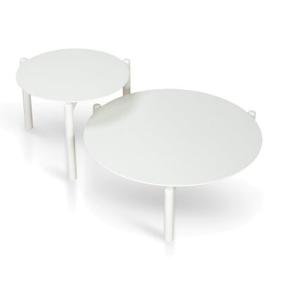 Hofman 2 Piece Oak Timber Round Coffee Table Set, 90/60cm, White