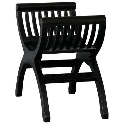 Quon Liam Mahogany Timber Curved Stool, Black 