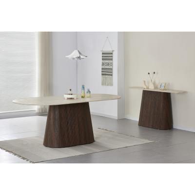 Cressa Artificial Stone Top Oval Console Table, 150cm