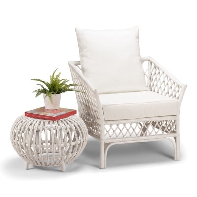 Charlotte Rattan Armchair, White