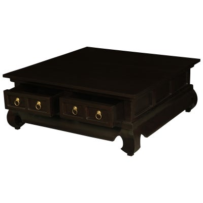Quon Mei Mahogany 4 Drawer Opium Square Coffee Table, 100cm, Chocolate