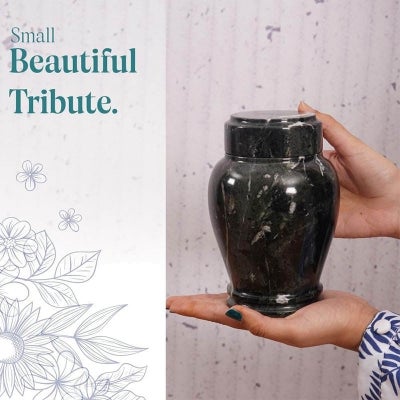 Elysian Marble Cremation Urn, Type C, Small, Black