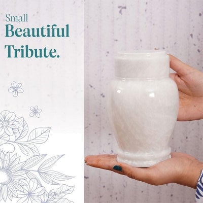 Elysian Marble Cremation Urn, Type C, Small, White