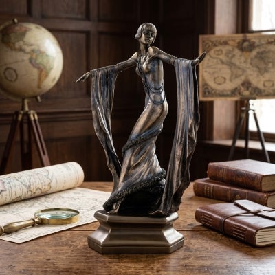 Cast Bronze Dancer Figurine, Dancing with Shawl III