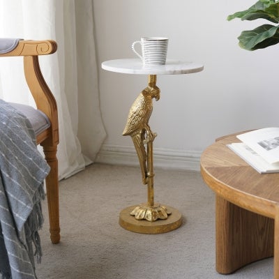 Kimberley Perch Marble & Aluminium Round Side Table