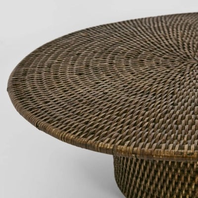 Paume 3 Piece Handcrafted Rattan Footed Stand Set, Antique Brown