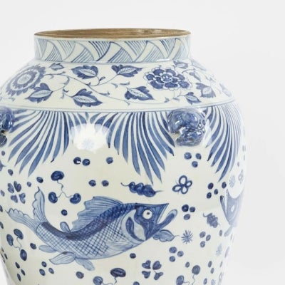Otaba Ceramic Ginger Jar, Blue / White