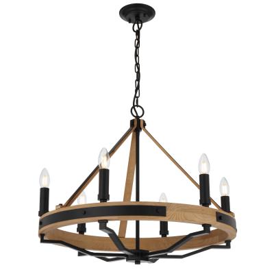 Darien Ashwood & Iron Pendant Light, 6 Light
