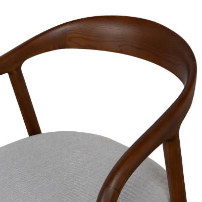 Orivis Ashwood Timber Carver Dining Chair, Fabric Seat, Set of 2, Walnut