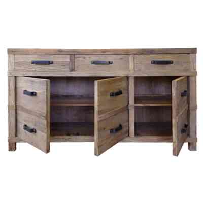 Maksim Reclaimed Elm Timber 3 Door 3 Drawer Buffect Table, 160cm, Natural