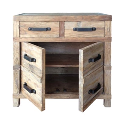 Maksim Reclaimed Elm Timber 2 Door 2 Drawer Buffect Table, 80cm, Natural
