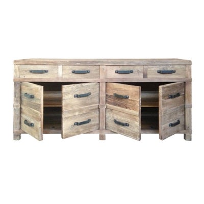 Maksim Reclaimed Elm Timber 4 Door 4 Drawer Buffect Table, 180cm, Natural