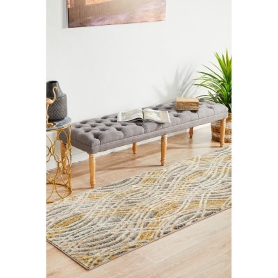 Dreamscape Flurry Turkish Made Modern Runner Rug, 400x80cm, Charcoal