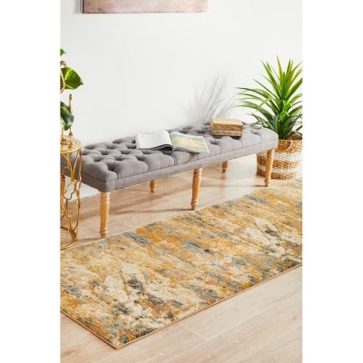 Dreamscape Tribute Turkish Made Modern Runner Rug, 300x80cm, Amber / Charcoal