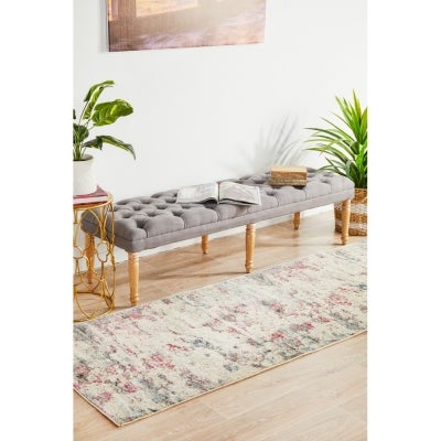 Dreamscape Destiny Turkish Made Modern Runner Rug, 400x80cm, Cream / Ruby