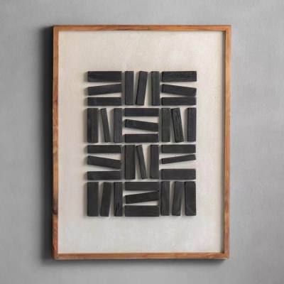 Starkon Framed Wood on Canvas Wall Art, 82cm, Charcoal / Cream