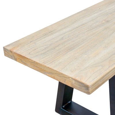 Edric Reclaimed Elm Timber & Steel Dining Bench, 200cm
