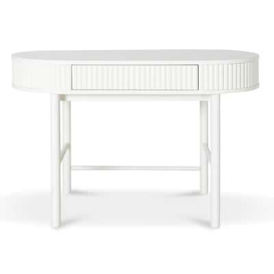 Malin Wooden Oval Home Office Desk, 120cm, White