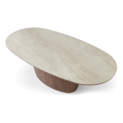 Calvesso Ceramic-Top Wooden Oval Dining Table, 270cm, Walnut