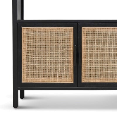 Seaforth Timber & Rattan Display Shelf with Cabinet