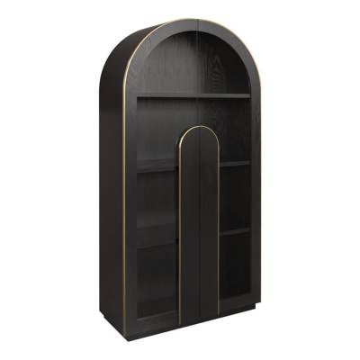 Hillston Wooden 2 Door Display Cabinet, Espresso Black