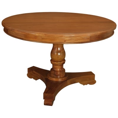 Queen Ann Mahogany Timber Round Dining Table, 120cm, Light Pecan