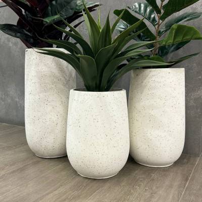 Hypatia Terrazzo Tall Planter Pot, Medium, White